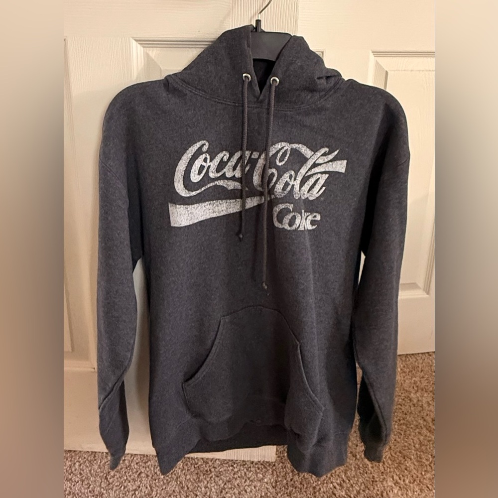 Coca Cola Men's Dark Gray Zip-Up Sweater with Logo